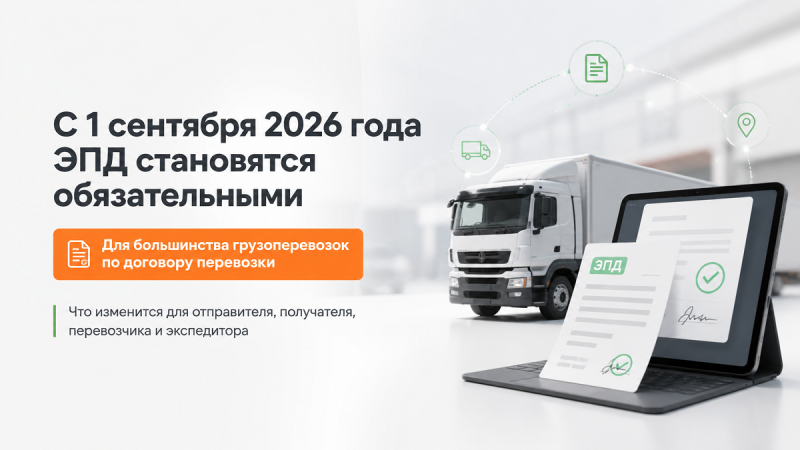 С 1 сентября 2026 года ЭПД становятся обязательными для большинства грузоперевозок
